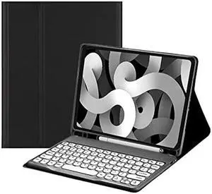 HENGHUI Keyboard Case for Galaxy Tab S9 FE 10.9 inch/Tab S9 11 inch/Tab S8 11"/Tab S7 11" Detachable Magnetic Color Keyboard Cover Cute Round Key,Black