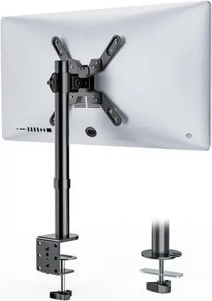 WALI Single Monitor Mount for 1 Computer Screen up to 42 inch, Fully Adjustable Monitor Arm Holds up to 22 lbs, Mounting Holes up to 200x200mm (M001SXL), Black