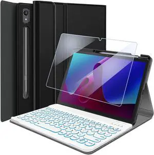 Wineecy Backlit Keyboard Case for Lenovo Tab P11 Pro Gen 2 11.2" 2022 (TB132FU) with Screen Protector, 7 Colors Light Detachable Wireless Keyboard Slim Stand Cover with Tempered Glass Screen Protector