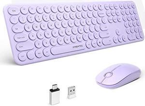 Wireless Keyboard and Mouse, XTREMTEC 2.4G Full Size Wireless Keyboard Mouse Combo - Ultra Slim Silent Cute Computer Keyboard with USB Receiver for Windows, OS, PC, Desktop, Mac, Tablet (Purple)