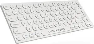 Vortec Rechargeable Bluetooth Wireless Multi-Device Keyboard | Connect 3 Devices Simultaneously | Compatible with iPad, iPhone, Android Phone & Tablet, Mac, PC (White)