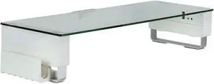 Mount-It! Glass Monitor Stand with 3 USB Ports | Desktop Riser Fits 24, 27, 30, 32 Inch Screens, 66 Lbs Capacity