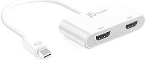 j5create Mini DisplayPort to Dual 4K HDMI MST Adapter, Compatible with Microsoft Surface Pro 2, Surface Book, HP OMEN 15-CE051NR and More (JDA156)