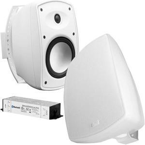 OSD Audio 6.5" Wireless Bluetooth Outdoor Patio Speaker Architectural Stereo Pair White BTP650 Long Range Bluetooth