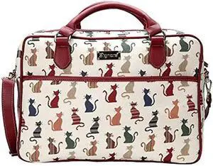 Signare Tapestry Laptop bag Computer Messenger bag Briefcase for Women with Cheeky Cat Design (CPU-CHEKY)