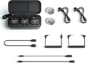 Saramonic 2-Person Wireless Mic System with Premium Lavaliers for Cameras, Mobile Devices & More with Charging Case and TRS, TRRS, Lightning, USB-C Output Cables (Blink 900 B2) (Blink900 B2)
