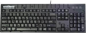 WetKeys Professional-Grade Full-Size ABS Plastic Waterproof Keyboard with 10-Key Number-pad (USB) (Black) | KBWKABS104-BK