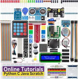 SunFounder Starter Kit for Raspberry Pi 5 4 B 3 B+ 400, 800+ Page Online Tutorials, Python C Java Scratch Node.js, 120+ Projects, 300 Items for Raspberry Pi Beginners