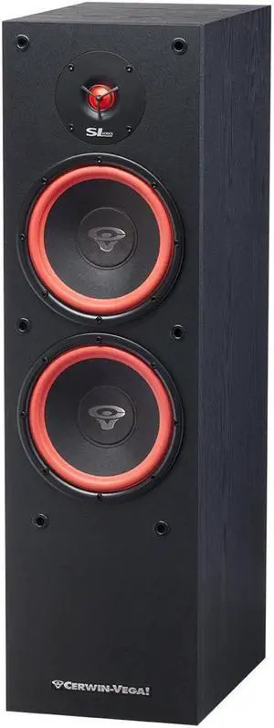 Cerwin Vega Home Audio SL-28 8" 300 Watts 2-Way Dual Floor Speaker with 1" Soft Dome Tweeter Black