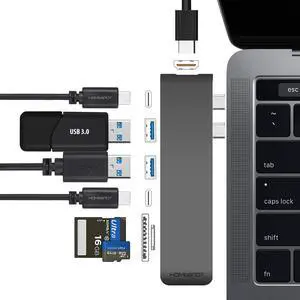 USB C Hub MacBook Pro HDMI, HomeSpot Aluminum USB Hub for 2018/2019 MacBook Air 2016/2017/2018/2019 MacBook Pro 13" & 15" 4K HDMI, USB 3.1, USB-C Data 50Gbs, SD Micro Card Readers