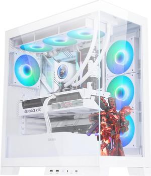 SAMA NEVIEW 4503 White Airflow Full Tower Case ATX PC Gaming Case Dual Tempered Glass 4X12CM ARGB Fan Pre-Install USB3.0X2 Type C Included 360mm AIO Support at Top