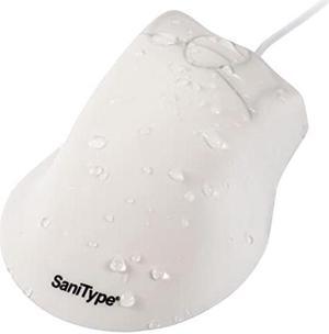 SaniType Professional-Grade Ergonomic Optical Washable Mouse with 3-Button Scroll (USB/PS2) (White) | OMST0C01-W