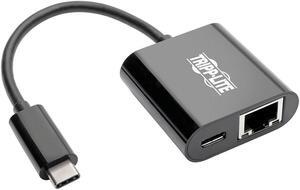 Tripp Lite USB C to Gigabit Ethernet Adapter USB Type C to Gbe Thunderbolt 3 Compatible w/ PD Charging (U436-06N-GB-C),black