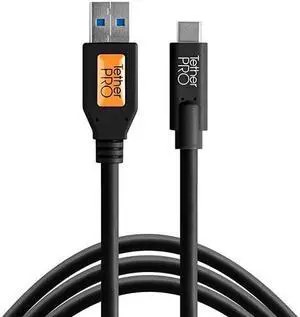 Tether Tools TetherPro USB 3.0 USB-C Cable | for Fast Transfer and Connection Between Camera and Computer | Non-Reflective Black | 15 Feet (4.6 m)
