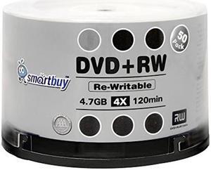 100 Pack Smartbuy Blank DVD+RW 4X 4.7GB 120Min Branded Logo Rewritable DVD Media Disc