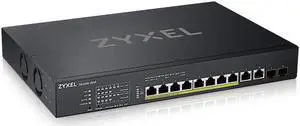 ZYXEL 12-Port PoE Switch Multi-Gigabit Ethernet Smart (XS1930-12HP) - Managed, with 8X 10G PoE++ @ 375W, 2X 10G Ethernet, 2X 10G SFP+, Optional Nebula Cloud, Rackmount, Limited Lifetime Protection