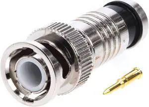 BNC RG59 Male Compression Coax Connector for CCTV Security Camera DVR Systems, All-Metal Construction with Anti-Corrosion Nickel-Plated Finish, 2-Piece Design for Superior RF Integrity (100)