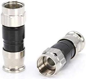 Coaxial Cable Compression Fitting - 50 Pack - Connector - for RG59 Coax Cable - with Weather Seal O Ring and Water Tight Grip