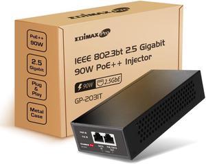 Edimax Pro Gigabit PoE++ 90W Injector Adapter, 2.5 Gbps, Adds Power to PoE Powered Device (PD) for up to 100 Meters (328ft), Powers IP Cameras, Digital Signage, IP Phones, and More, GP-203IT