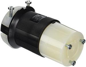 Hubbell HBL2323 Locking Connector, 20 amp, 250V, L6-20R, Black and White