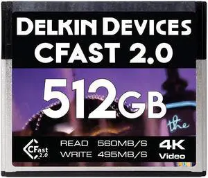 Delkin Devices 512GB Cinema CFast 2.0 Memory Card (DDCFST560512)