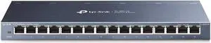 TP-Link 16 Port Gigabit Ethernet Network Switch, Desktop/ Wall-Mount, Fanless, Sturdy Metal w/ Shielded Ports, Traffic Optimization, Unmanaged (TL-SG116) Black