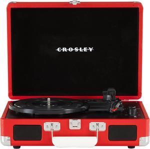 Crosley CR8005DP-RE1 Cruiser Plus Vintage 3-Speed Bluetooth in/Out Suitcase Vinyl Record Player Turntable, Red