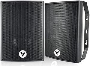 VOYZ Wall Mounted Speakers 2-Way Speakers 100 Watts High Performance Indoors Outdoors Passive Loudspeaker All Weather Resistance with Swivel Mounting Brackets Black Sold in Pairs (VZ-204B)
