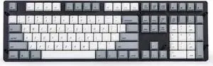 Holiday Sale Qisan PBT Keycaps 108 Key Cherry Profile Keycap Set Dye-subbed for 61/87/104/108 MX Switches Mechanical Gaming Keyboard (Grey White Combo)