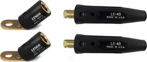 Combo: 2 Each Lenco 08030 CT-40FA Terminal Lug & 2 Each LC-40 Cable Connector 05053 for Cable Sizes 1/0-2/0