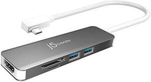 j5create 5 in 1 Compact USB-C Hub, Type C Adapter with 4K HDMI, 2 USB 3.0 Ports, SD and microSD Card Reader, for MacBook Pro, MacBook Air, XPS, Chromebook, and Other USB C Windows Laptops