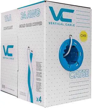 Vertical Cable Cat5e, 350 MHz, UTP, 24AWG, 8C Solid Bare Copper, 1000ft, Bulk Ethernet Cable - 151 Series, White