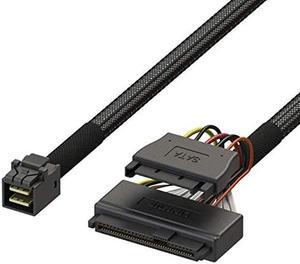 LINKUP - Internal 16G U.2 Cable (85O 85ohm PCIe Gen 4 Mini SAS HD to U.2/SFF-8643 to SFF-8639 Cable) with SATA Power - 0.6 Meters/2 feet