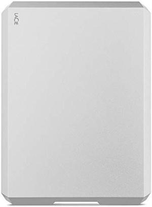 LaCie Mobile Drive, 2 TB , External Hard Drive HDD - Moon Silver, USB-C USB 3.0, With Rescue Services (STHG2000400)