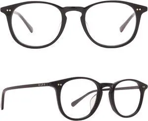 DIFF Jaxson | Designer Round Blue Light Blocking Glasses for Women and Men | Anti Eye Strain UV Protection | Black
