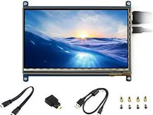 For Raspberry Pi 7 inch Capacitive Touch Screen IPS Display HDMI LCD Module 1024x600 Touchscreen for Raspberry Pi 4 3/2/1 Model B B+ A+/BeagleBone Black/Banana Pi, Support Windows 10/8.1/8/7