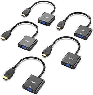BENFEI HDMI to VGA 5 Pack, Gold-Plated HDMI to VGA Adapter (Male to Female) for Computer, Desktop, Laptop, PC, Monitor, Projector, HDTV, Chromebook, Raspberry Pi, Roku, Xbox and More - Black