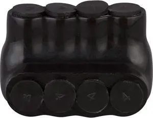 Morris Products Black Insulated Multi-Cable Connector  4 Wire Ports, 2/0-6 Wire Range, 3/16 Allen Hex  2.49 L x 1.85 H  Single Entry  Small Wire Range