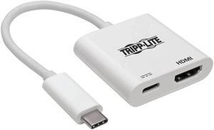 Tripp Lite USB-C to 4K HDMI Adapter (M/F), USB-C PD Charging (5A, 100W), USB 3.1 Gen 1 (5 Gbps), 4K @ 60Hz, White (U444-06N-H4K6WC)