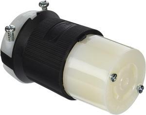 Hubbell HBL2813 Locking Connector, 30 amp, 3 Phase, 120/208V, L21-30R, Black and White