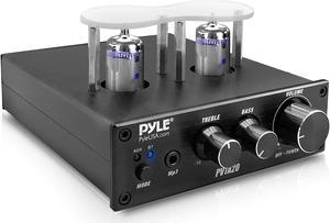 Pyle Bluetooth Tube Amplifier Stereo Receiver - 600W Home Audio Desktop Stereo Vacuum Tube Power Amplifier Receiver w/ 2 Vacuum Tubes, AUX/MP3/Microphone Inputs, Pure Copper Speaker Output - PVTA20