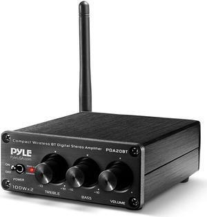 Pyle Bluetooth HiFi Mini Audio Amplifier-Class D Digital Desktop PC Stereo Amplifier Receiver(2 x 100 Watt MAX) Aluminum Diecast- Pyle PDA20BT