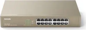 Tenda TEG1016D, 16-Port Gigabit Switch, Unmanaged Desktop Network Hub, Office Ethernet Switch, Sturdy Metal, Fanless, Traffic Optimization, Limited Lifetime Protection