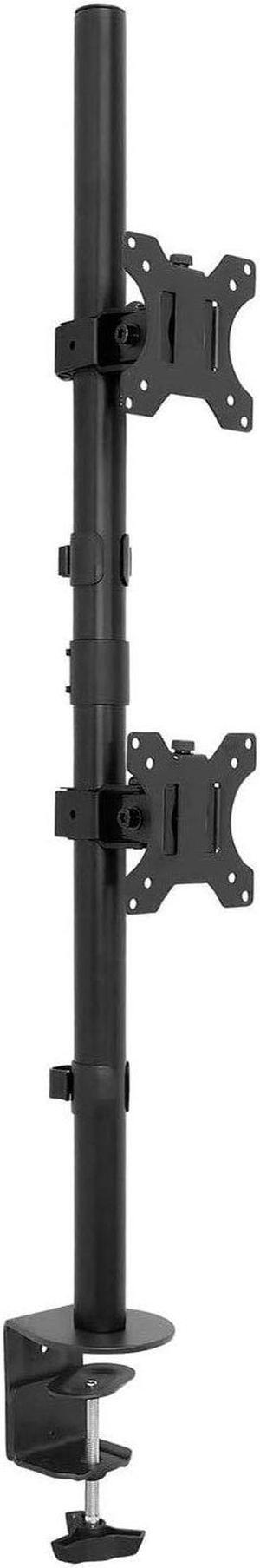 Mount-It! Vertical Dual Monitor Mount | Stacked Monitor Desk Stand | Fits 2 Computer Screens 19 20 21 22 23 24 27 32 Inches | C-Clamp and Grommet Bases | VESA 75 100 Compatible