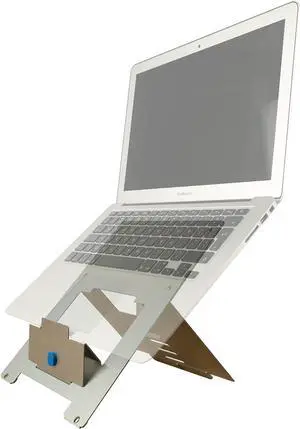 R-Go Ergonomic Laptop Stand, Ultra-Thin Aluminum, Adjustable Portable Notebook Riser for Desk, Compatible with 10-22" MacBook/Air Pro/Dell XPS/Lenovo, Support up to 11ibs, Silver