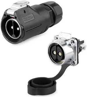 CNLINKO 2 Pin 50Amp Power Industrial Circular Connector, Male Plug & Female Panel Mount Receptacles Socket Jack, Rated 50amp, Outdoor Waterproof IP67, Easy Plug and Pull, Screw Locking Termination