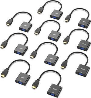BENFEI HDMI to VGA 10 Pack, Gold-Plated HDMI to VGA Adapter (Male to Female) for Computer, Desktop, Laptop, PC, Monitor, Projector, HDTV, Chromebook, Raspberry Pi, Roku, Xbox and More - Black