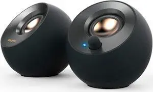 Creative Pebble V2 - Minimalistic 2.0 USB-C Powered Desktop Speakers, 3.5 mm AUX-in, Up to 8W RMS Power for Computers and Laptops, Type-A Adapter Included and Extended Cable (Black)