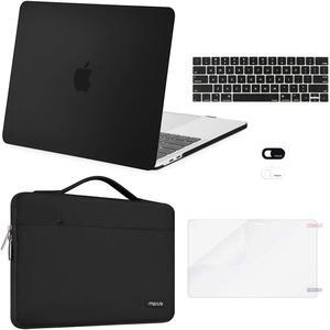 MOSISO Compatible with MacBook Pro 13 inch Case M2 2024, 2023, 2022-2016 A2338 M1 A2251 A2289 A2159 A1989 A1708 A1706, Plastic Hard Case&Bag&Keyboard Skin&Webcam Cover&Screen Protector, Black