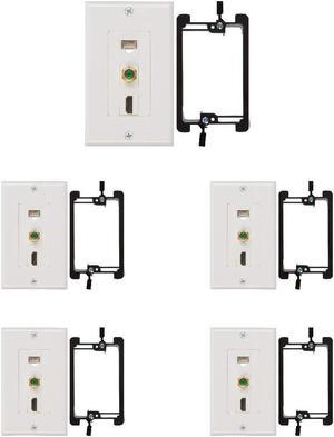 BUYER'S POINT HDMI, Coax & Ethernet Wall Plate | UL Listed HMDI 2.0, Coax & Cat6 Ethernet RJ45 Port w/Single Gang Mounting Bracket, Perfect for Smart HDTVs and Network Devices (White) -- 5 Pack